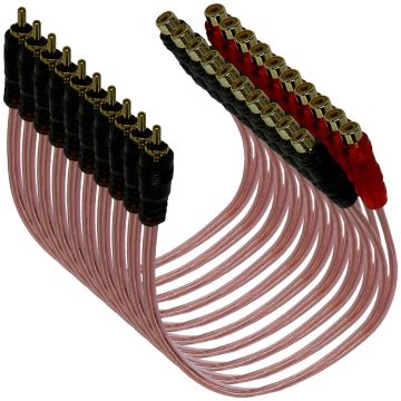 Bass Rockers BRC2F1M Bulk 10 Pack Spiral-Shield RCA Y-Splitter Cables 1ft (1 x Male to 2 x Female)