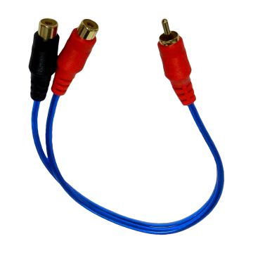 Bass Rockers RC2F1M Spiral-Shield RCA Y-Splitter Cable 1ft (1 Male to 2 Female)